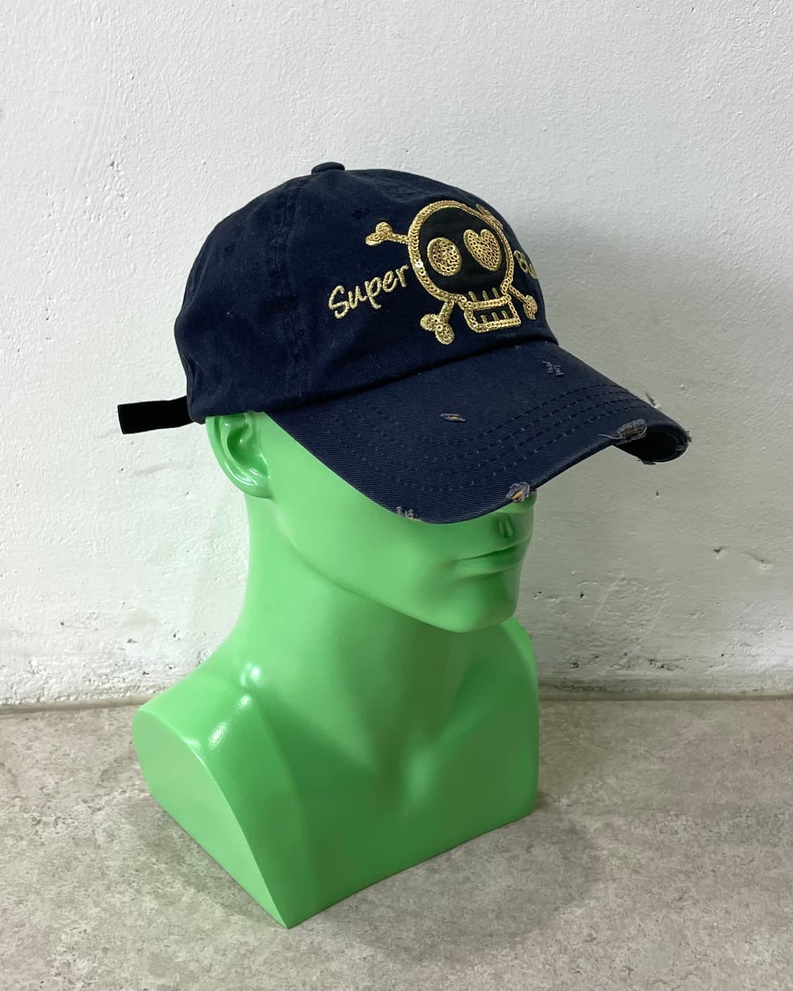 Gold Spangle Skull Navy Cap 상품이미지1