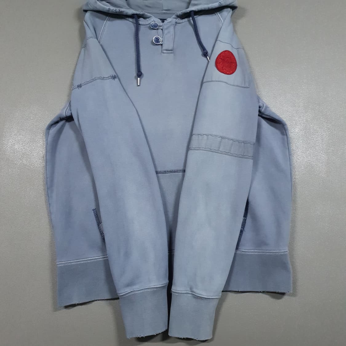 XL (105) 아르마니 진스 데미지 워싱 디스트로이드 후드티 스웻셔츠 상품이미지5