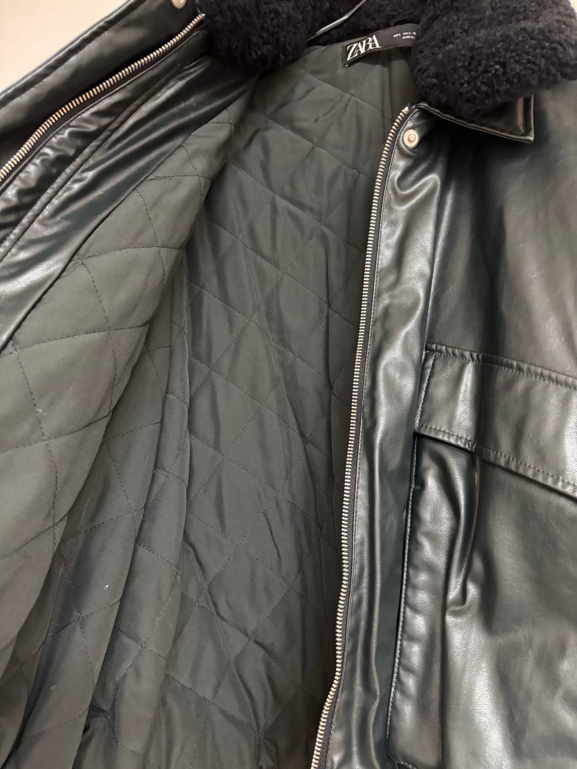 Zara 2way 누빔 레더 자켓 상품이미지3