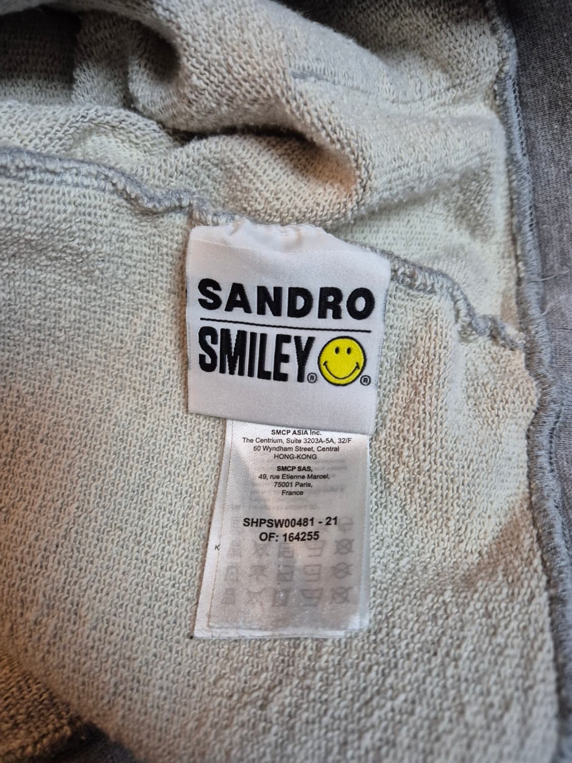 (L) 산드로옴므 SMILEY 그레이 후드티 상품이미지9