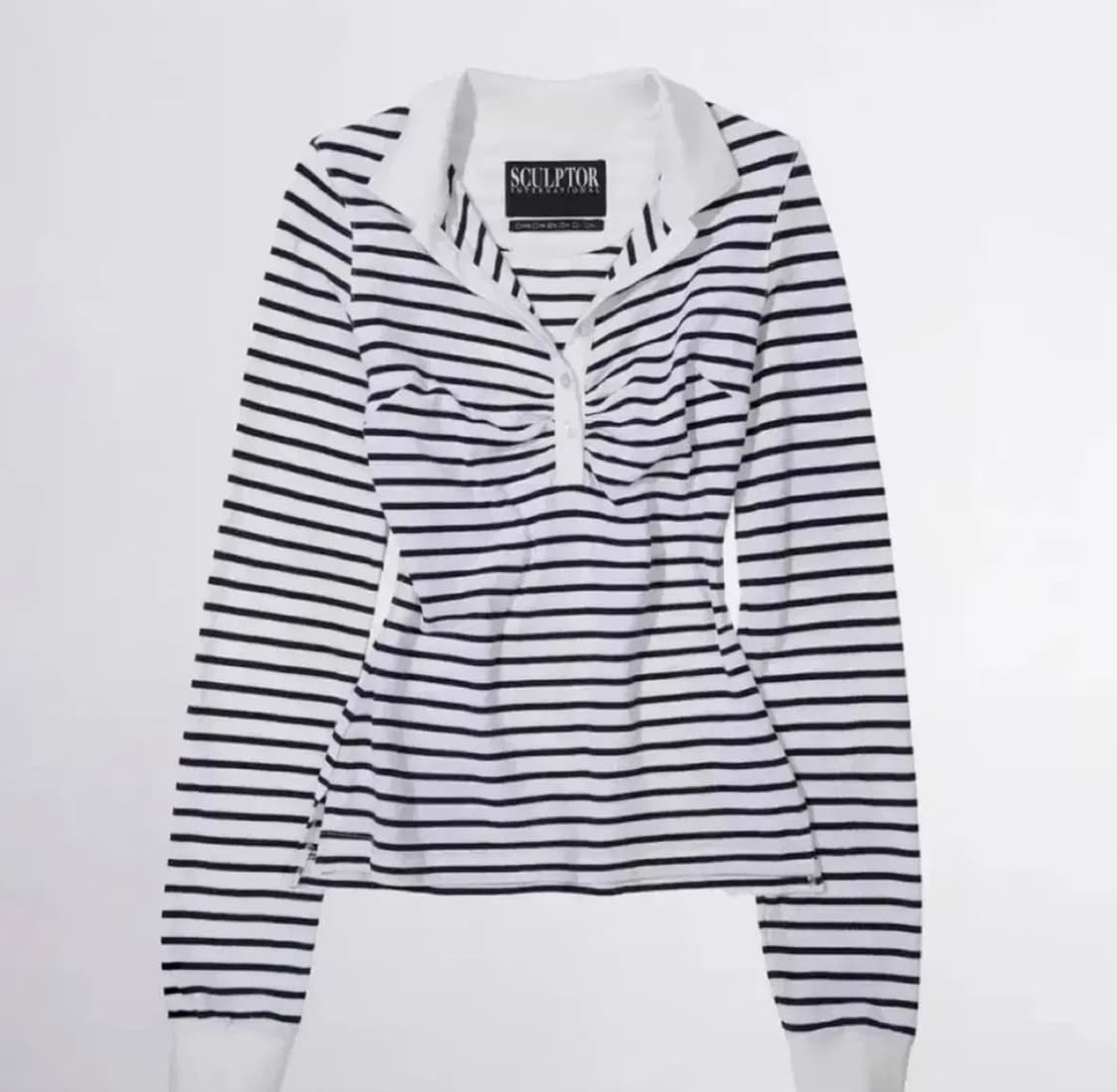 스컬프터 셔링 테니스 셔츠 화이트 스트라이프 티 상품이미지1