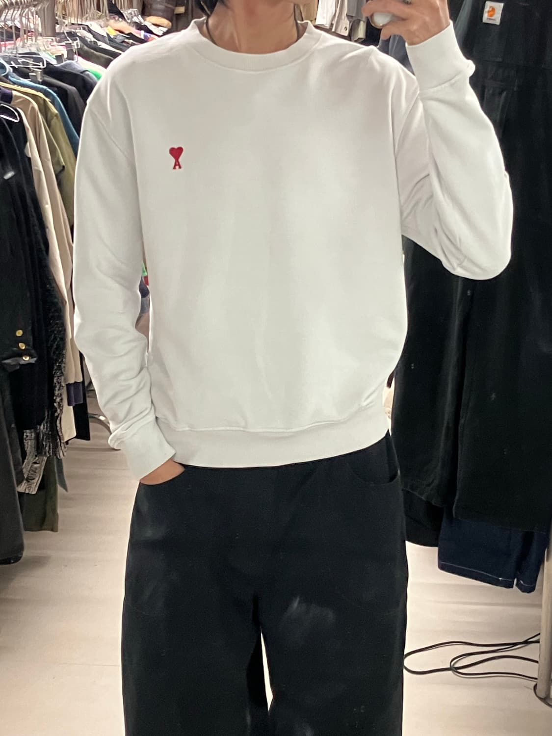 아미 스몰 하트 로고 화이트 스웨트셔츠 L 상품이미지9