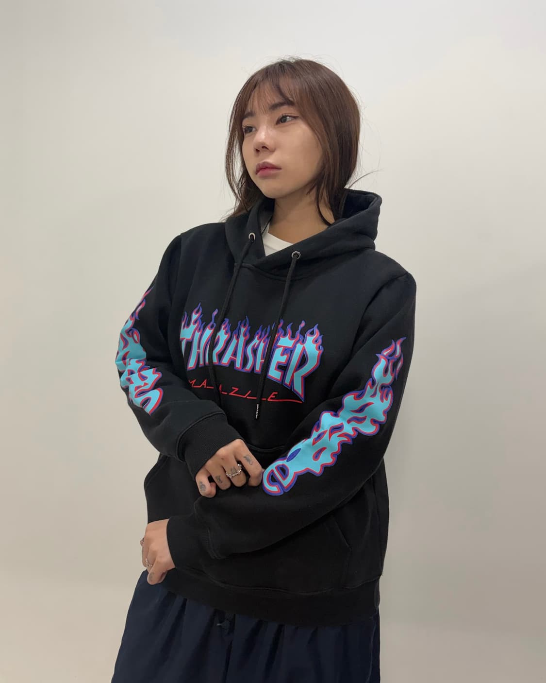 THRASHER 블랙 퍼플 후디 상품이미지1