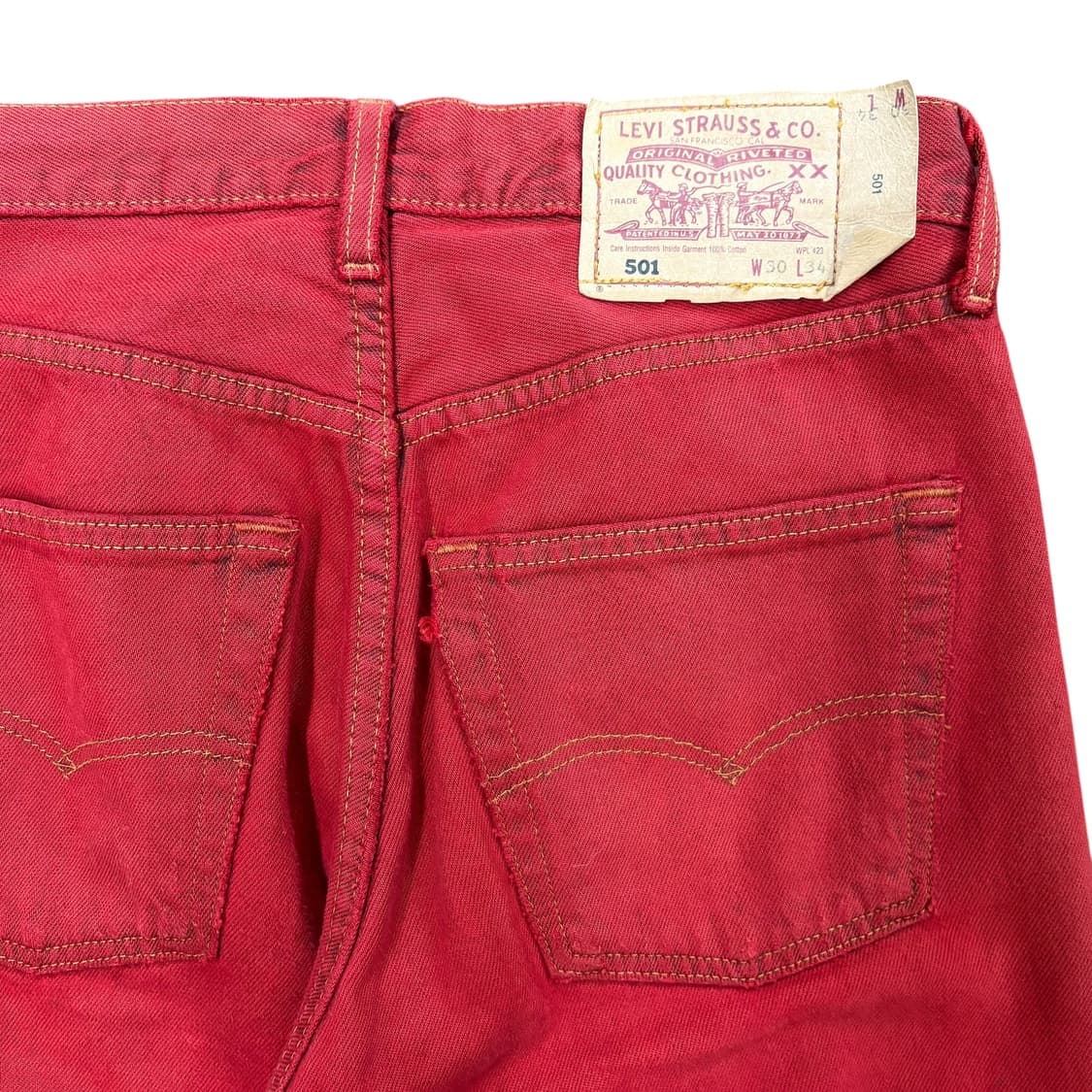(30) 리바이스 501 레드 데님 팬츠 made in USA 상품이미지2