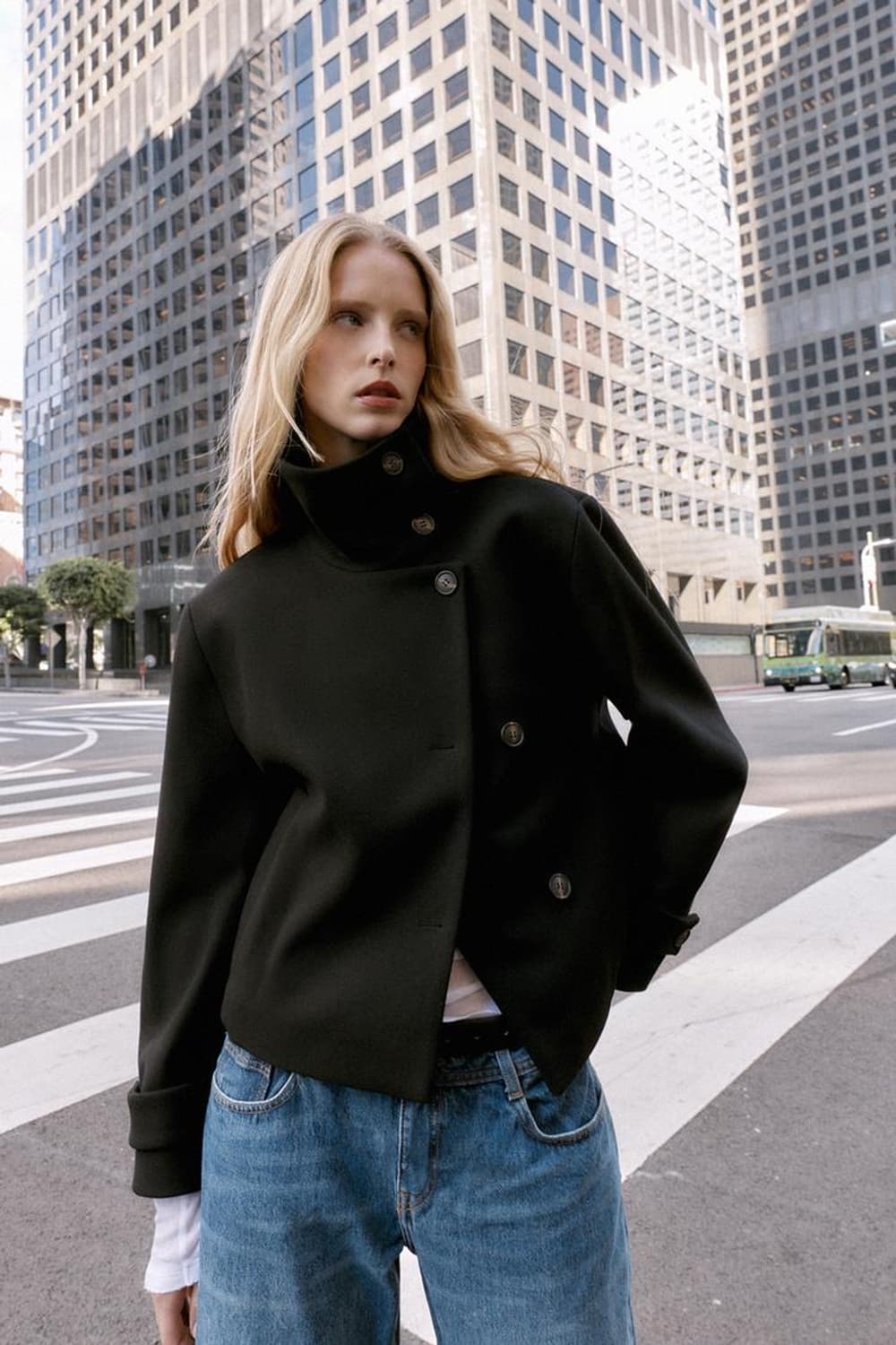 [XS] 택달린새상품 자라 하이넥 하프코트 상품이미지3