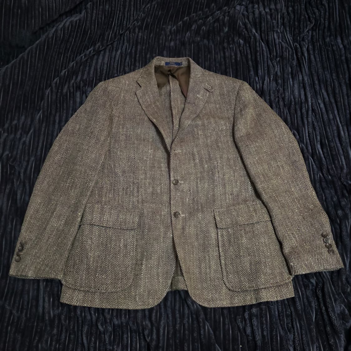 폴로 린넨실크 RL67 헤링본투피스 브라운 자켓 44R 상품이미지2