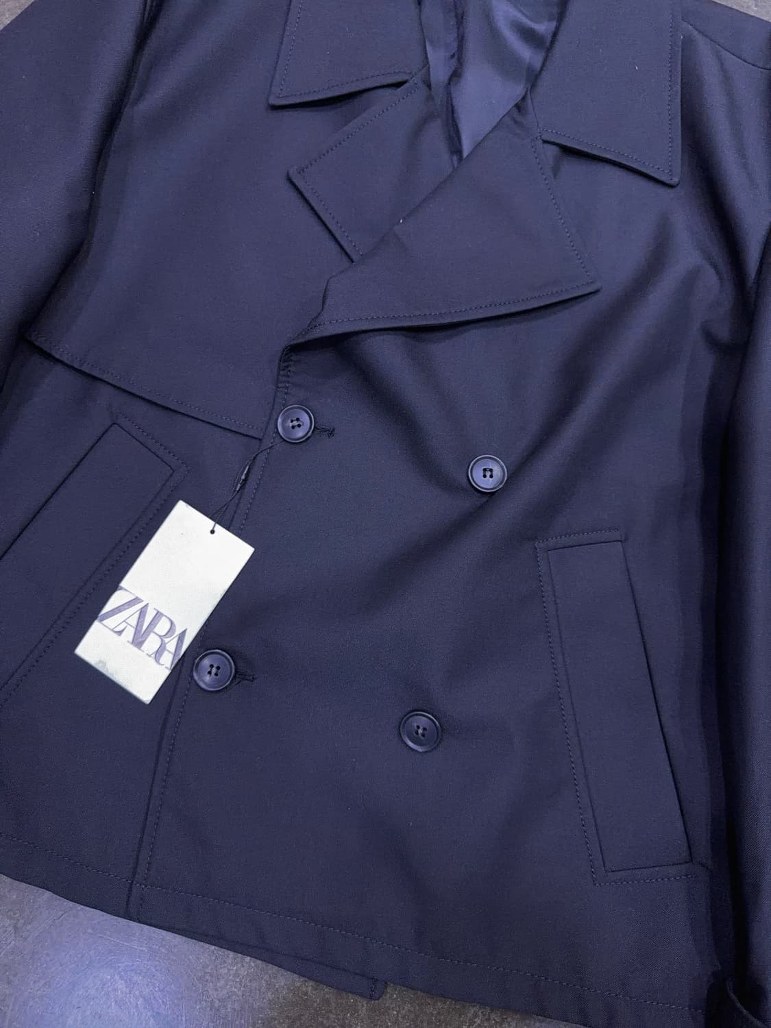 자라 더블 블레스트 숏 트렌치코트 블랙 L 상품이미지10