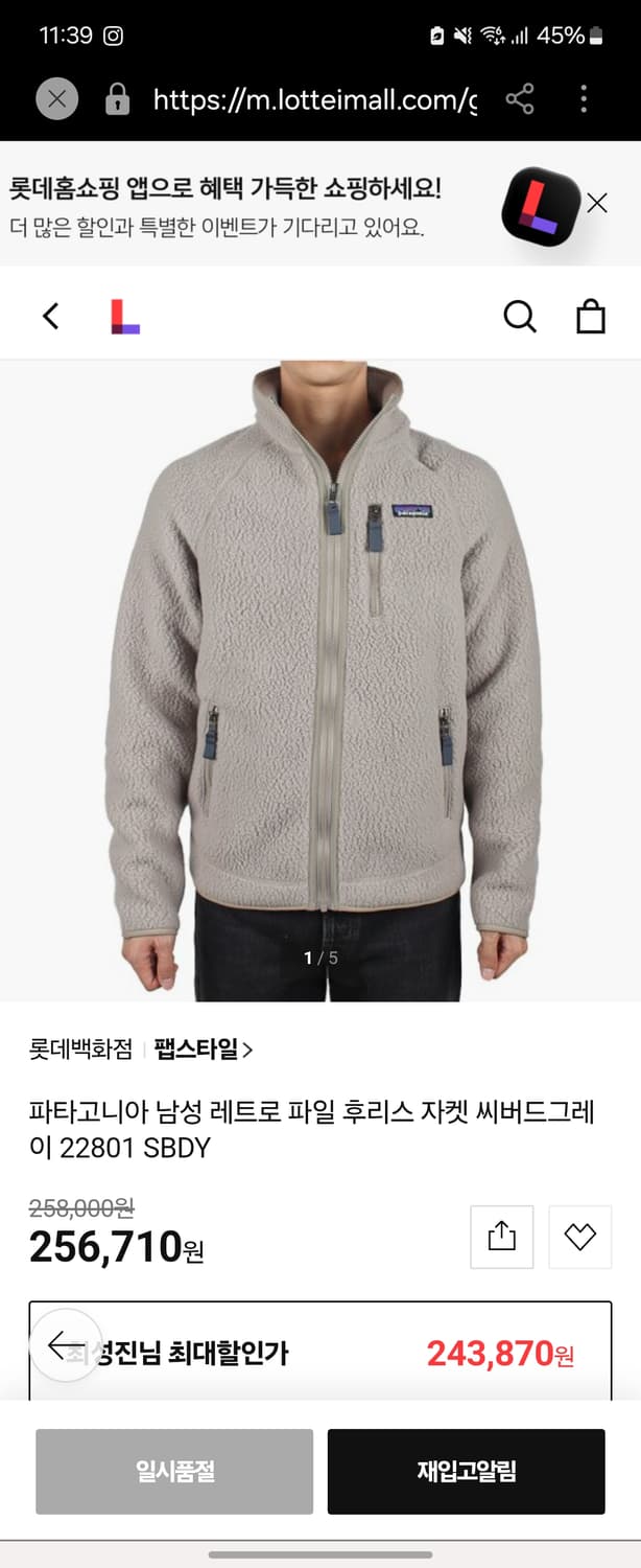 24FW 파타고니아 레트로 파일 플리스 자켓 L 상품이미지2