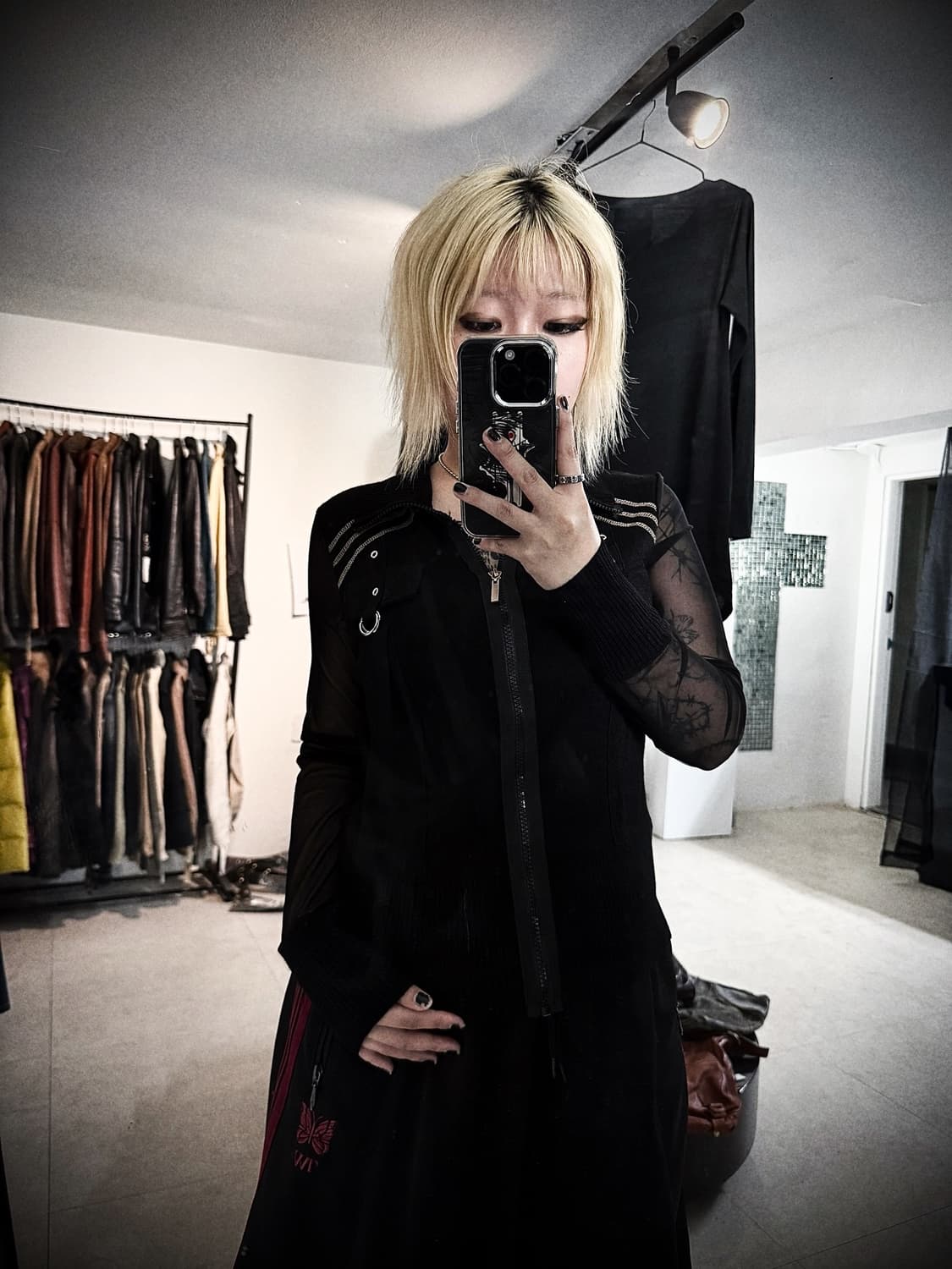 Stitch detailed seethrough zip up 상품이미지1