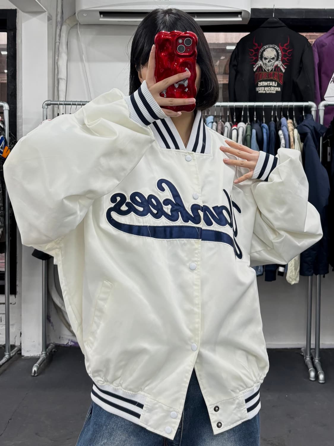 마제스틱 뉴욕 양키스 화이트 스타디움 자켓 상품이미지2