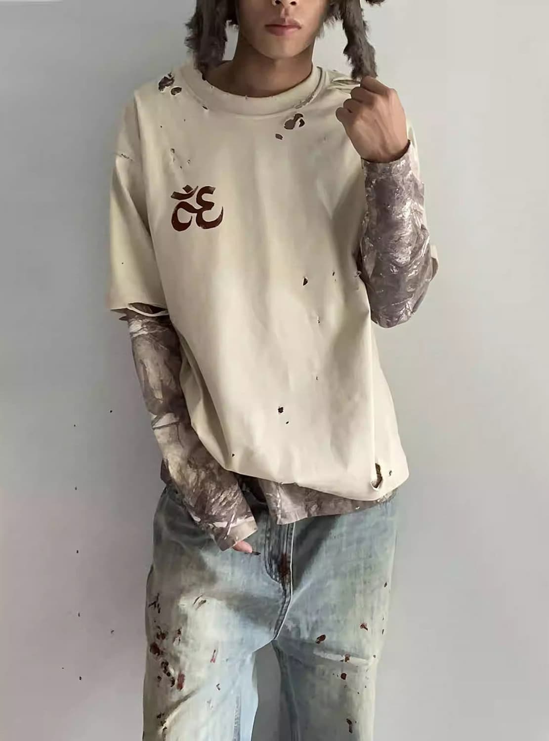 [VAJAVU]distressed patchwork long sleeve 상품이미지3
