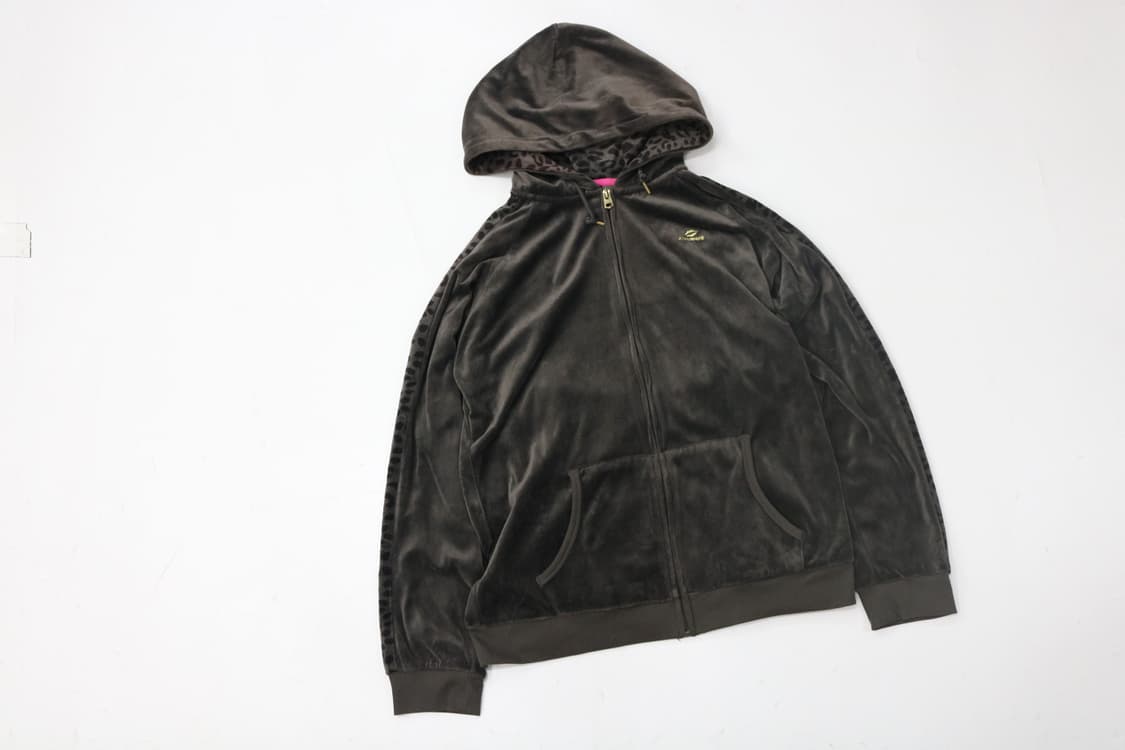 kissmark 키스마크 빈티지 레오파드 사이드라인 벨로아 후드 집업 L 상품이미지2