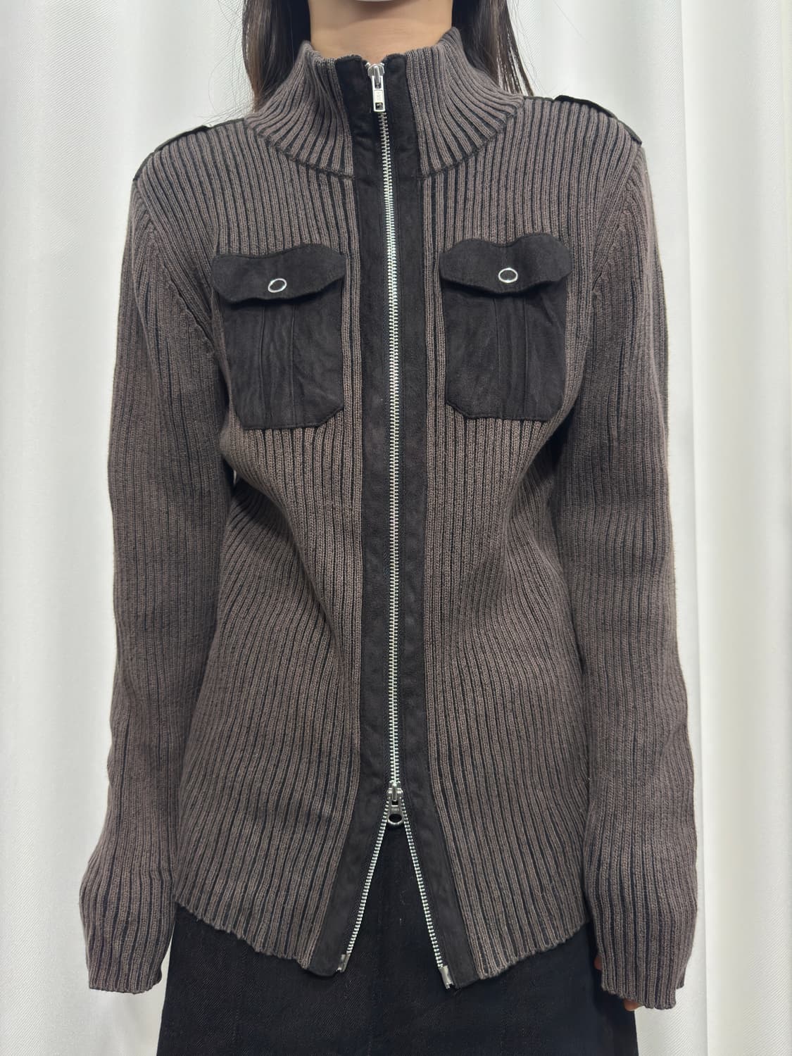 pocket knit twoway zipup 상품이미지1