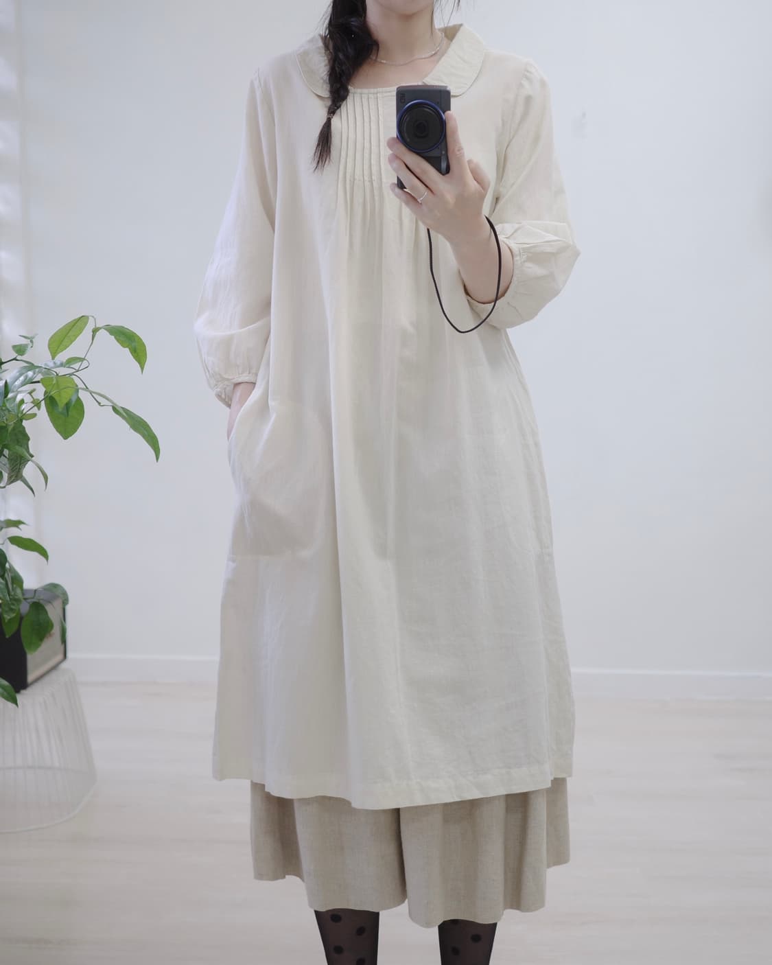 Oatmeal round collar one-piece 상품이미지8