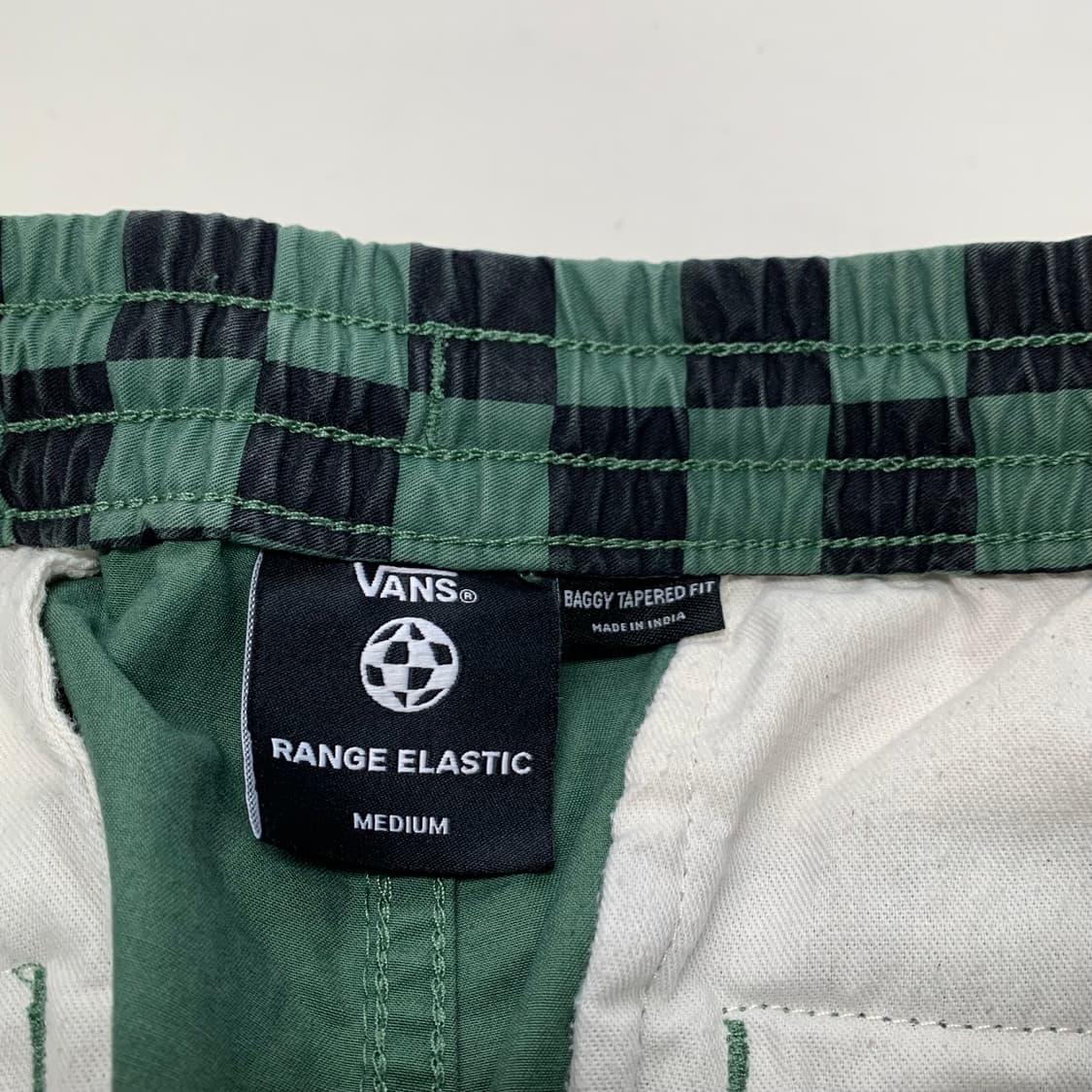 반스 체커보드 배기 테이퍼드핏 밴딩 팬츠 (M) 상품이미지5