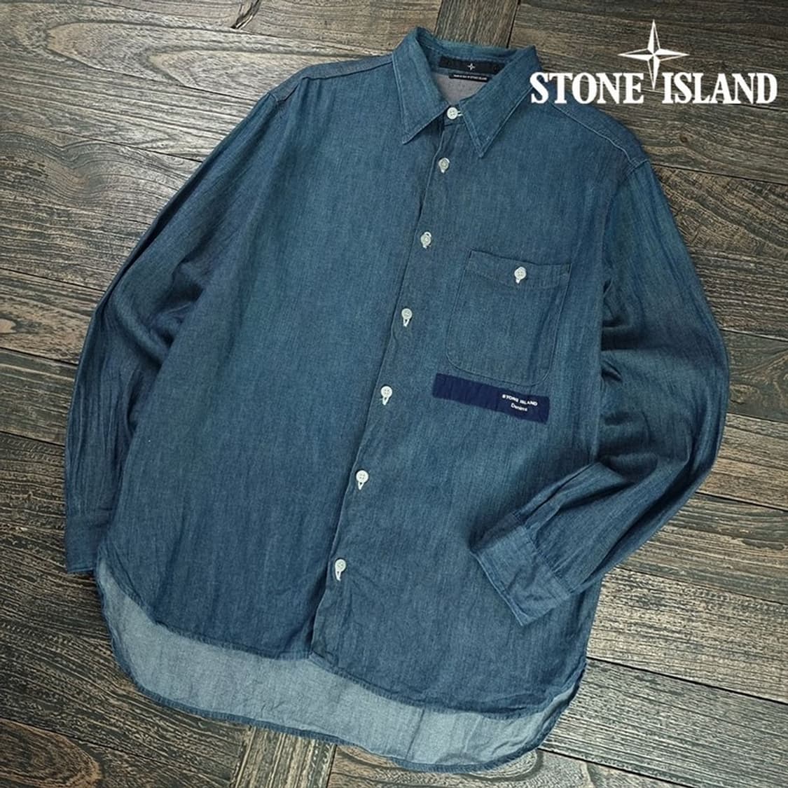 [스톤 아일랜드] 로고 프린팅 데님 셔츠 P01616 상품이미지1