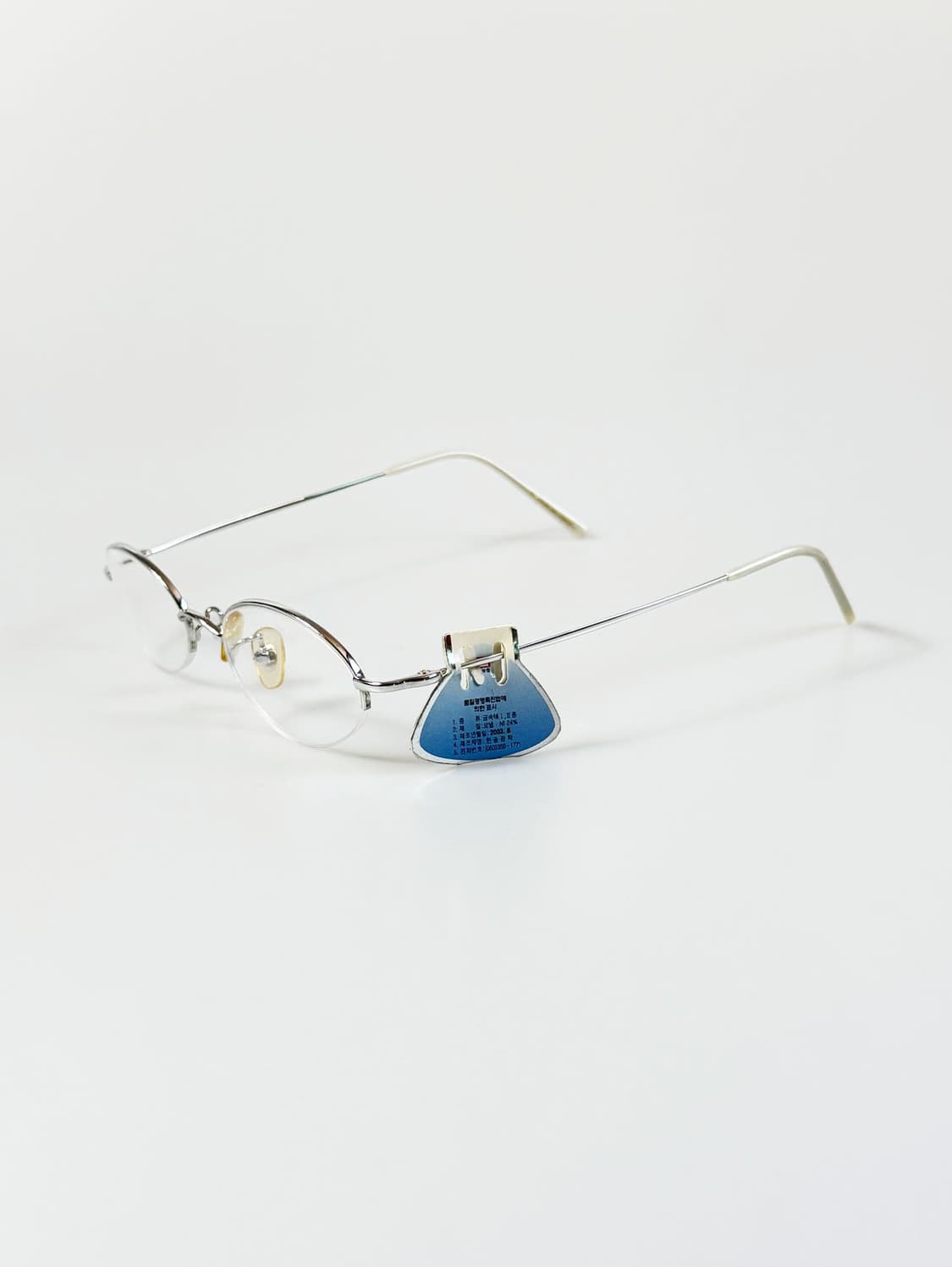 E-CLUB 실버 메탈 오벌 반무테 프레임 빈티지 안경 상품이미지3
