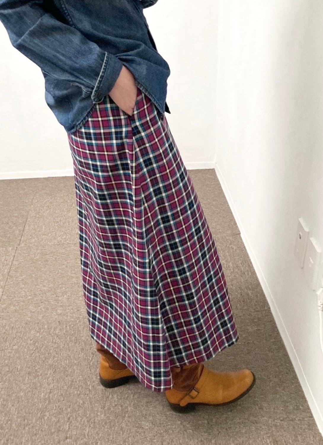 niko and ... 니코앤드 : 체크 롱 스커트 (주머니 있음) 상품이미지2