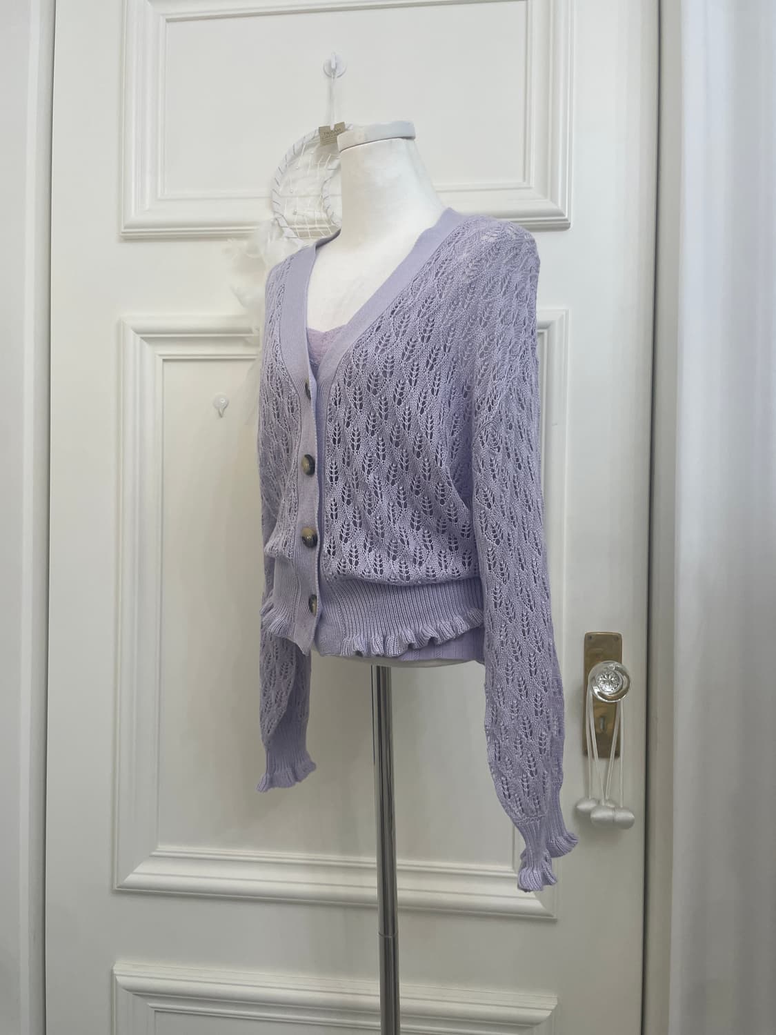 lavender crochet crop cardigan&lace poin 상품이미지2