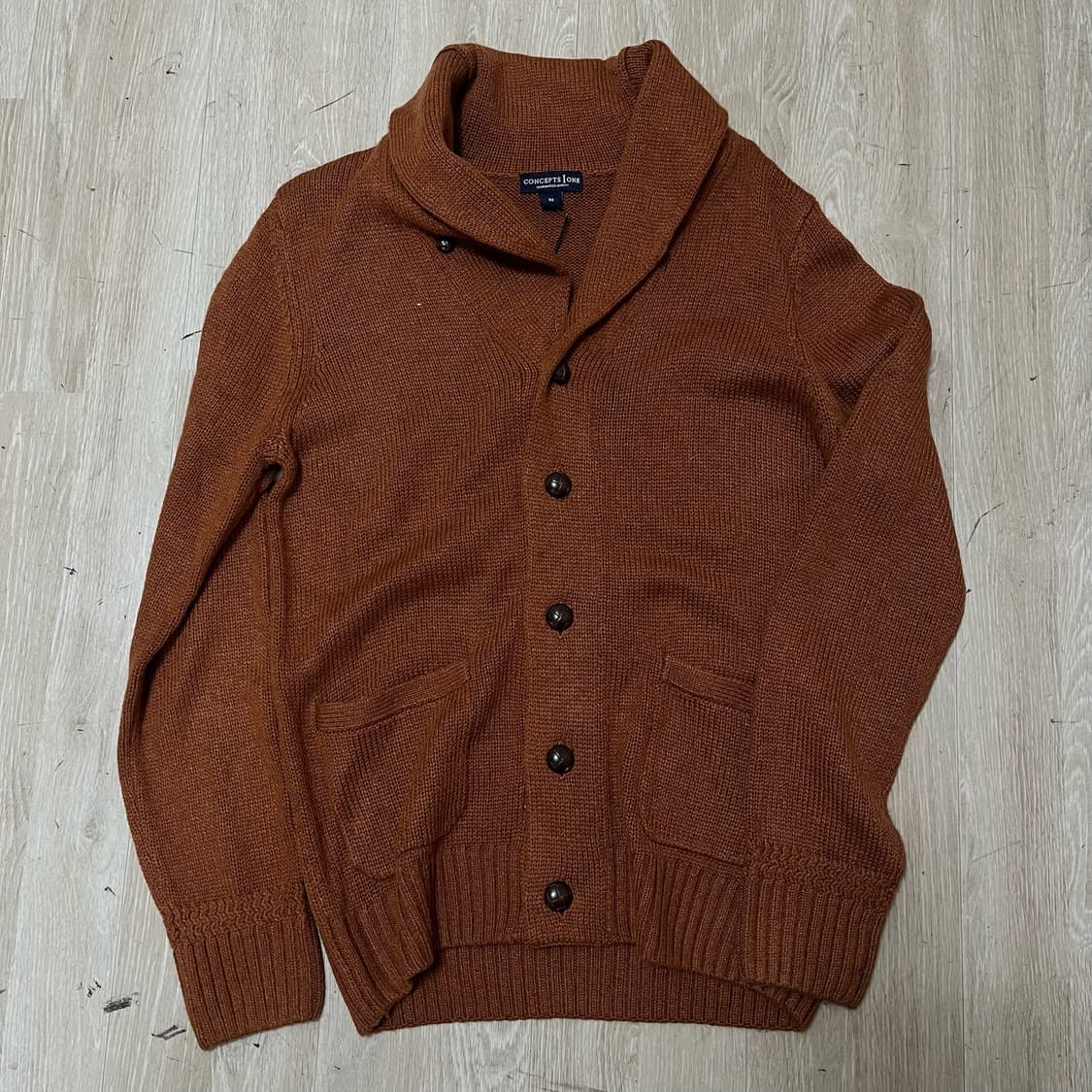 [새상품] 컨셉원 여성 숄카라 버튼업 니트 가디건 [브라운] M/95 상품이미지1