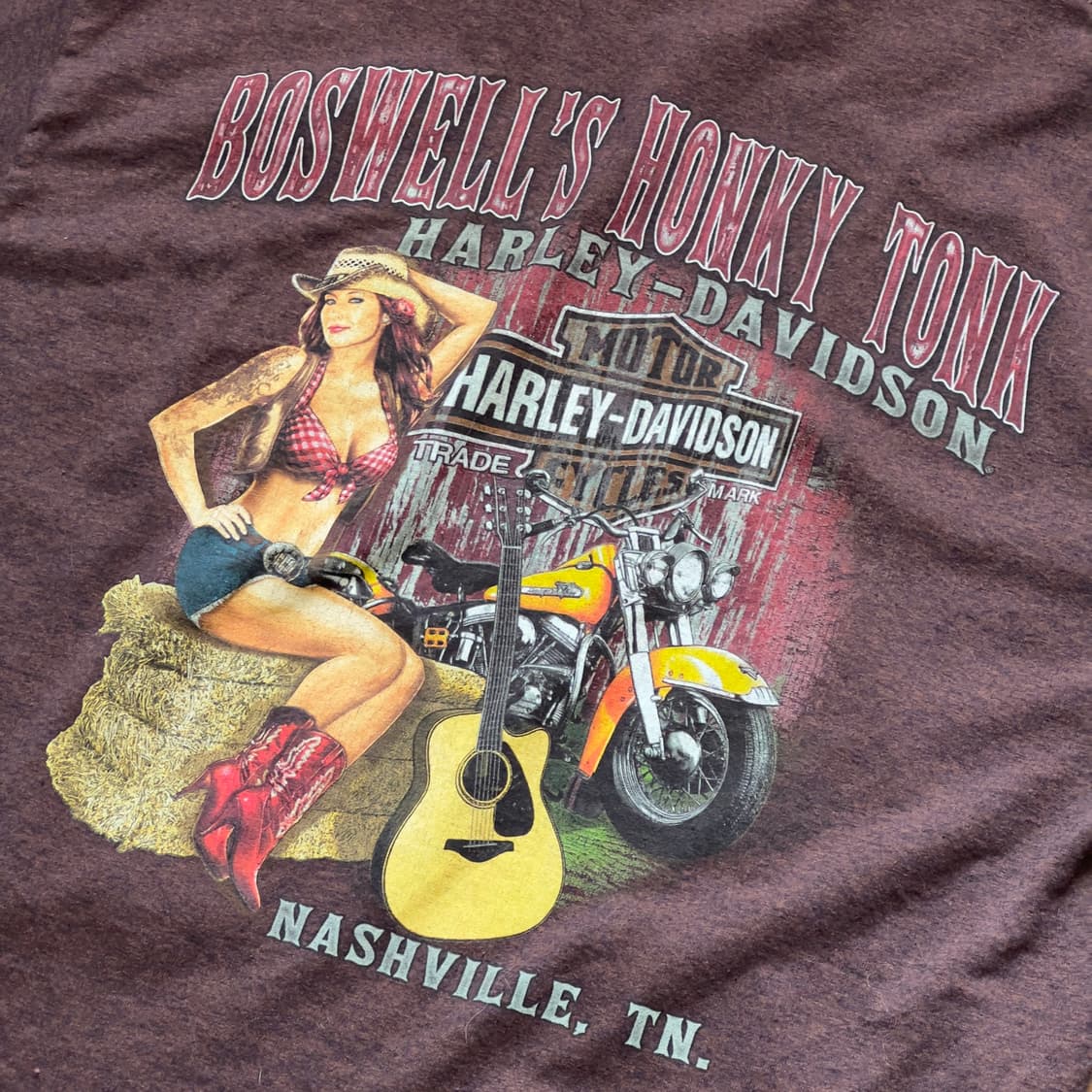 할리데이비슨 핀업걸 프린팅 반팔 티셔츠 상품이미지5