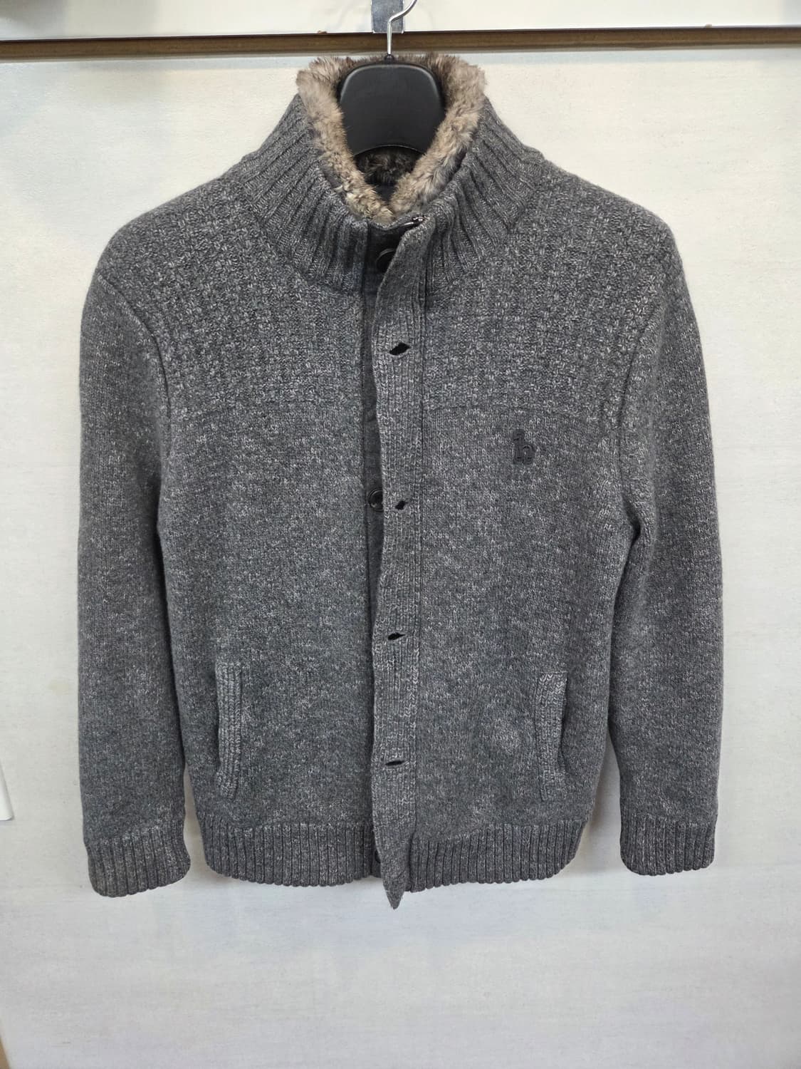 헤지스 탈착 토끼 퍼 울 방풍 니트 집업 가디건 m L 상품이미지1