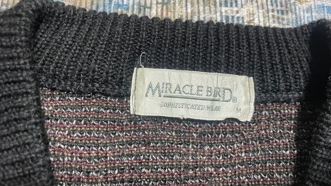 JPN 90s 일본 빈티지 레트로 노르딕 울혼방 패턴 니트 브이넥 스웨터 상품이미지6