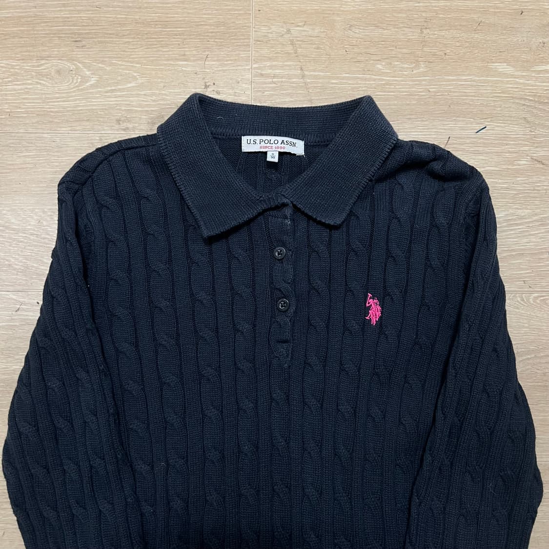 유에스 폴로 어신 여성 꽈배기 케이블 카라 니트 [네이비] S/90 상품이미지2