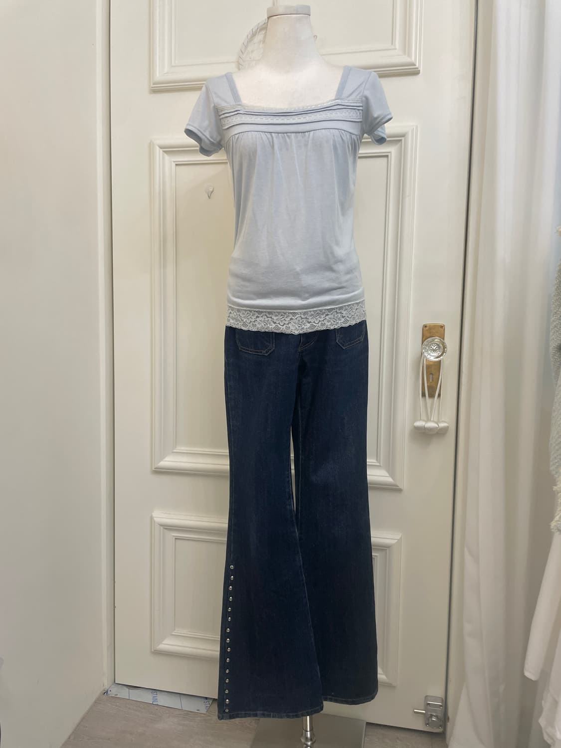 blue denim pocket high-waist pants 상품이미지9