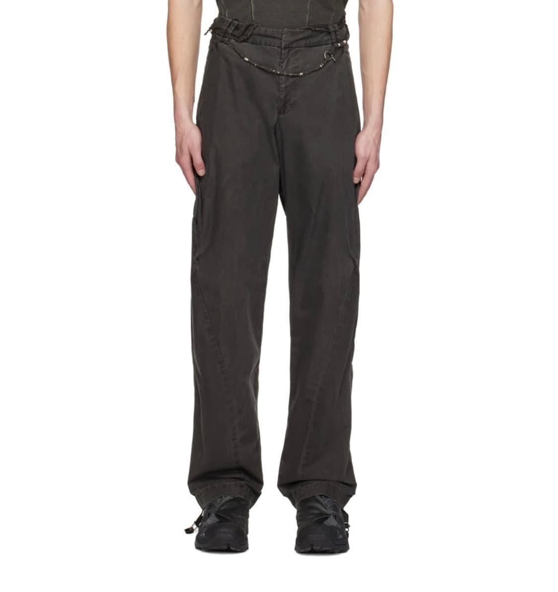 Hyein seo gray belted trousers 상품이미지1