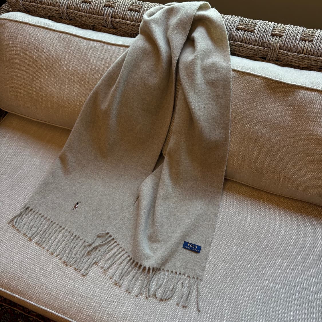 폴로 랄프로렌 울 머플러 시그니처 로고 오트밀컬러-남여공용 상품이미지5