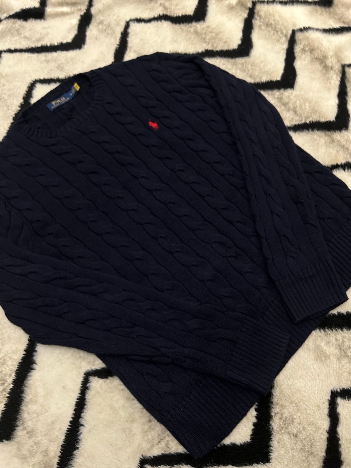 [M]폴로랄프로렌 라운드 케이블 니트/네이비 상품이미지3