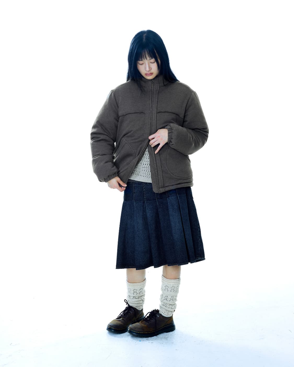 코이세이오 코지 스웻 다운 재킷 멜란지 브라운 상품이미지3