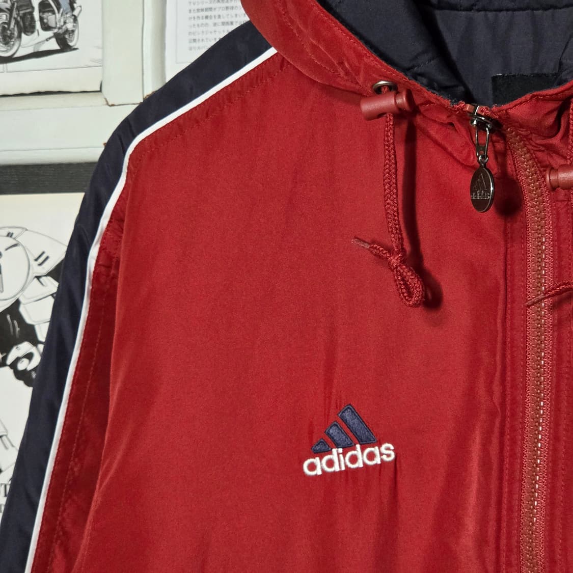 아디다스 90S 빅로고 바람막이 누빔 점퍼 상품이미지3