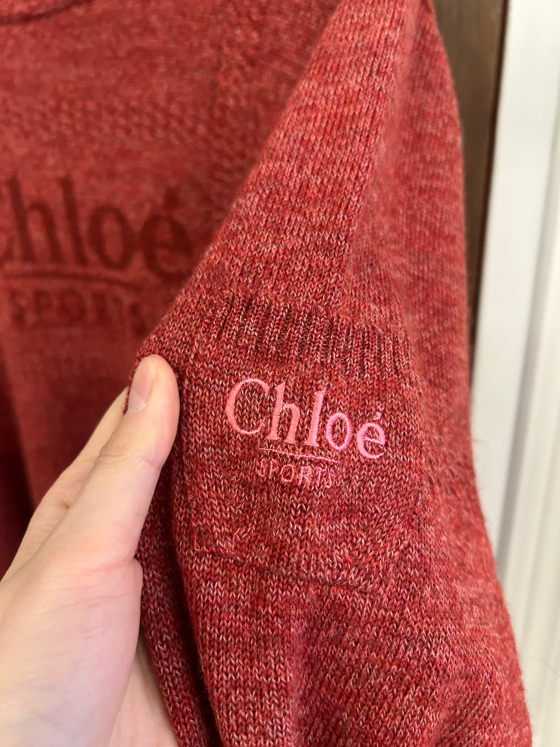 끌로에 정품 버건디핑크 로고니트 상품이미지3