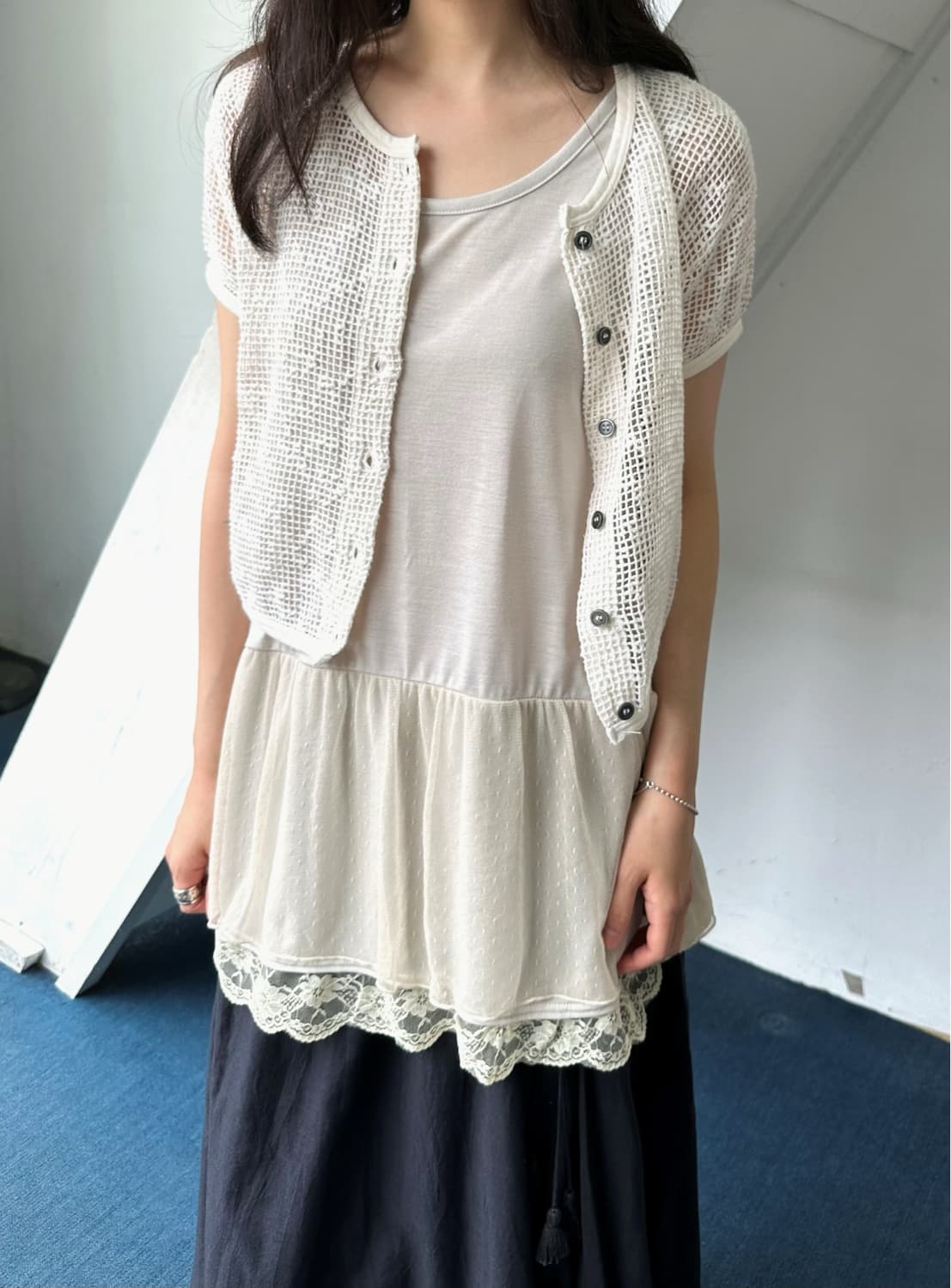 Loose gauge knit fabric cardigan top 상품이미지9