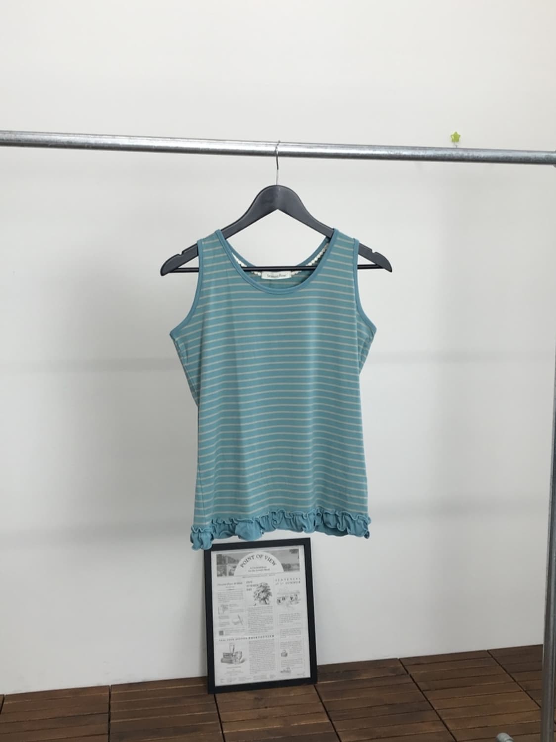 Jpn Mint Striped Sleeveless T-Shirts 상품이미지1
