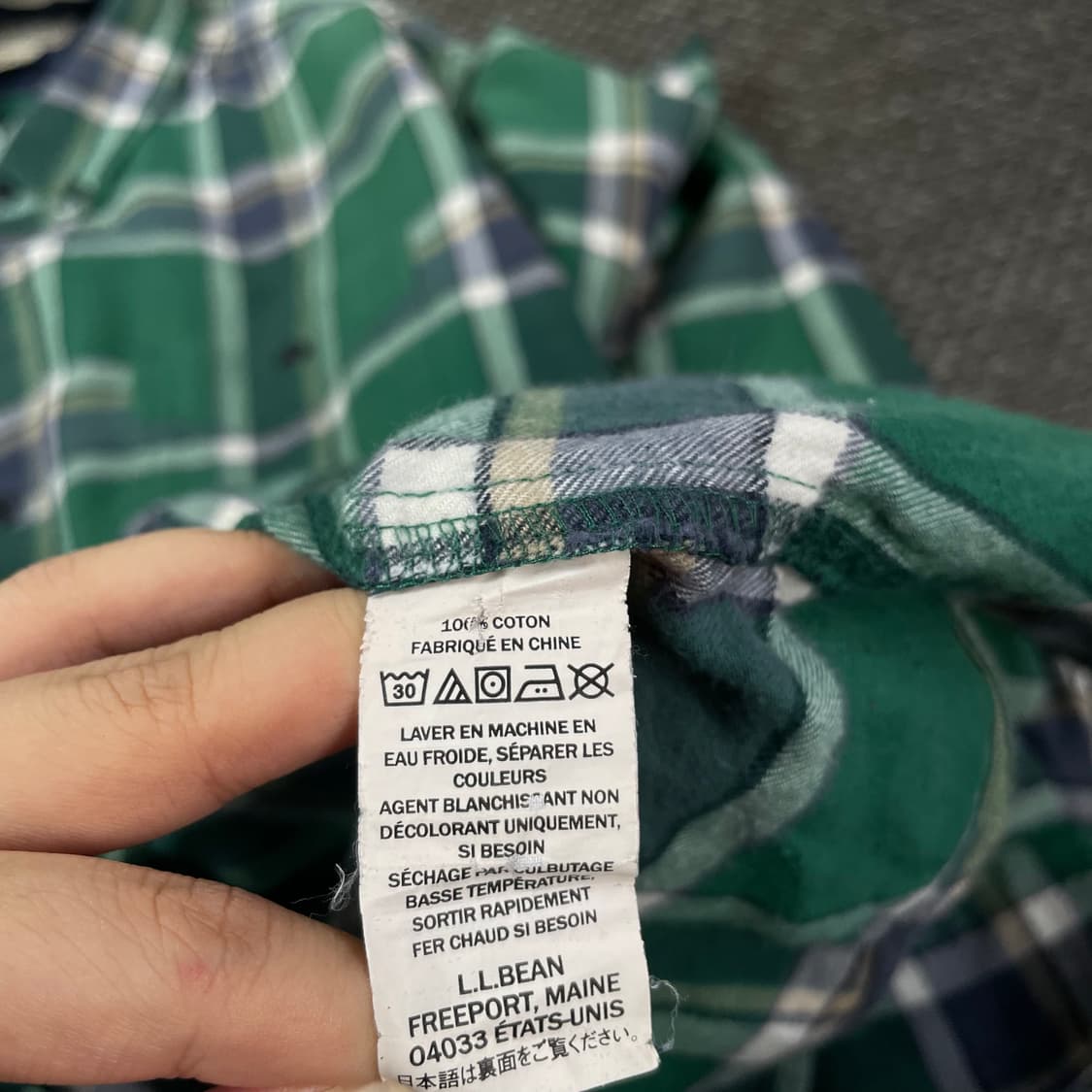 엘엘빈 그린 네이비 체크 원포켓 코튼 긴팔 셔츠  상품이미지5