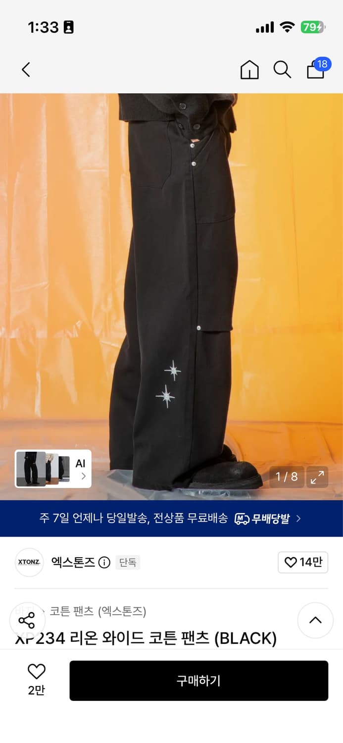 M) 엑스톤즈 XP234 리온 와이드팬츠 상품이미지3