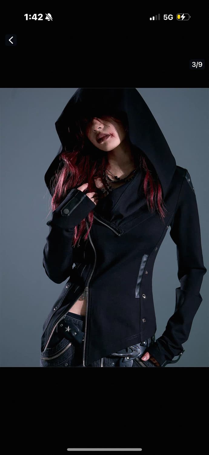 새상품 frustration garden 고스 펑크 빈티지 블랙 후드집업 상품이미지2