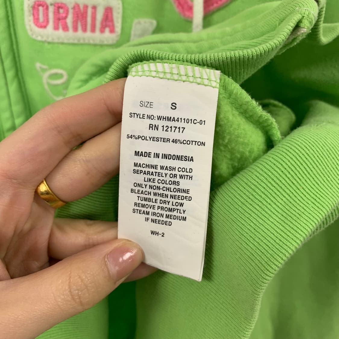 후아유 y2k 와투케 연두색 후드집업 상품이미지5