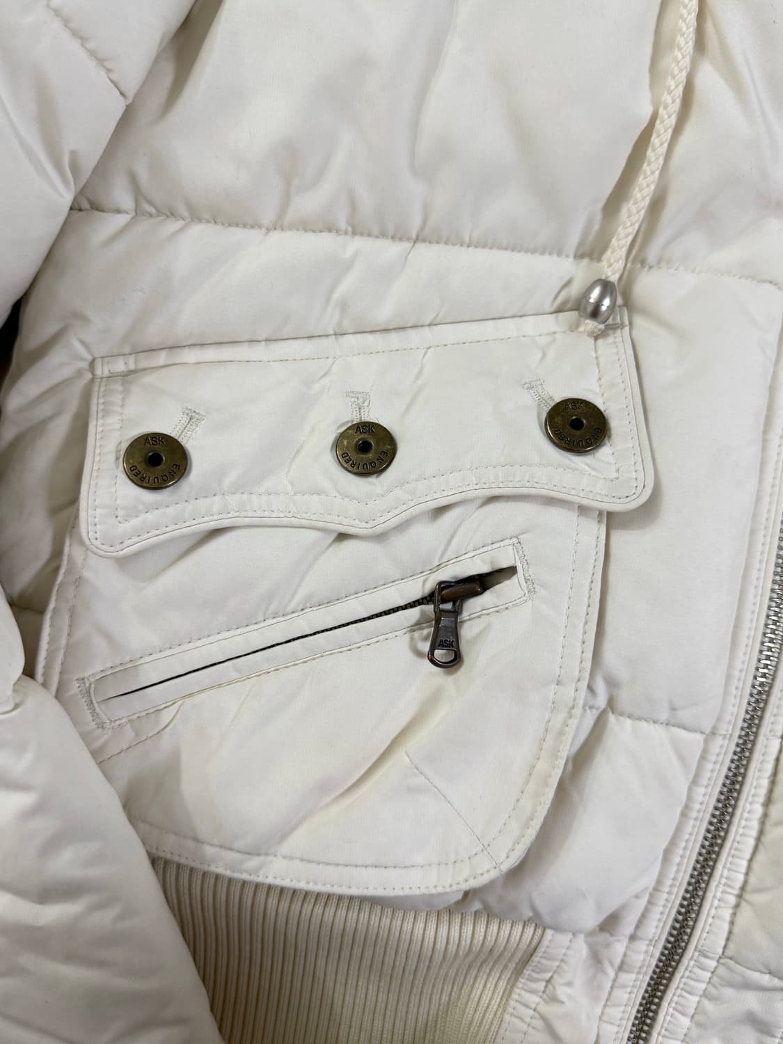 Ask 에스크 화이트 아이보리 울프죠 퍼 후드 패딩 상품이미지6