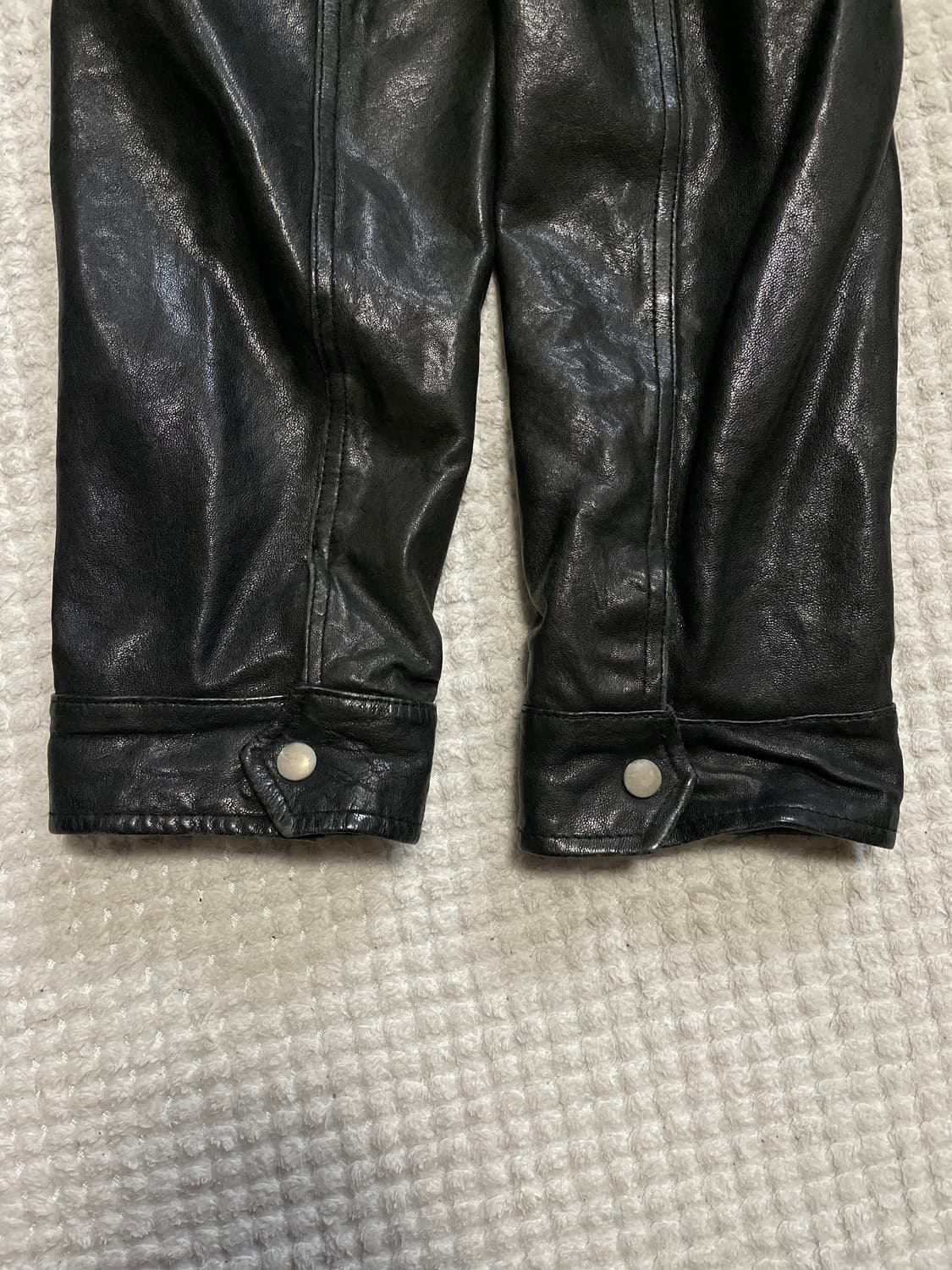 웨스컨 무드 램스킨 양가죽 절개 포켓 레더 자켓 상품이미지7