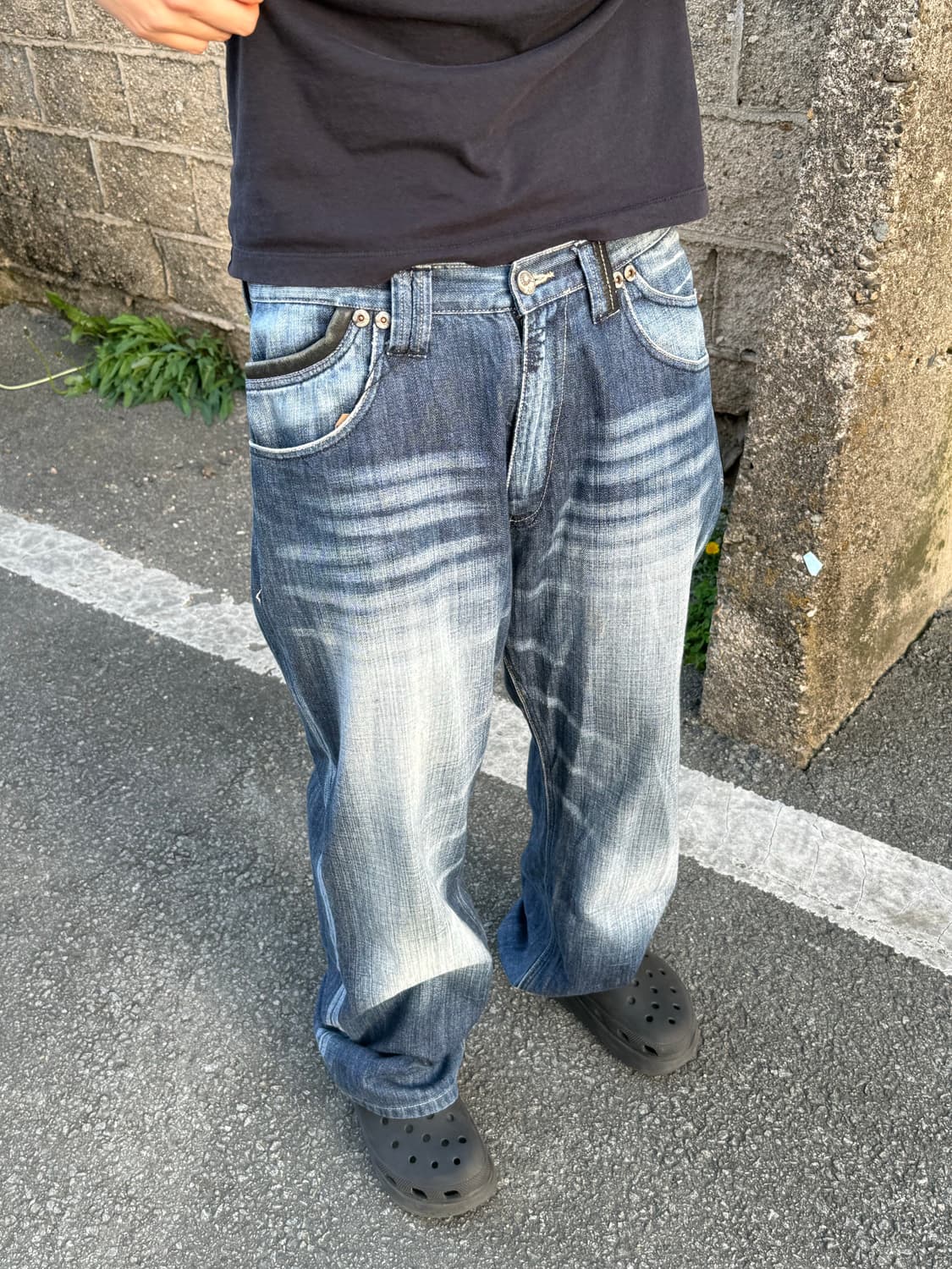 빈티지 자수 워싱 데님 팬츠 상품이미지2