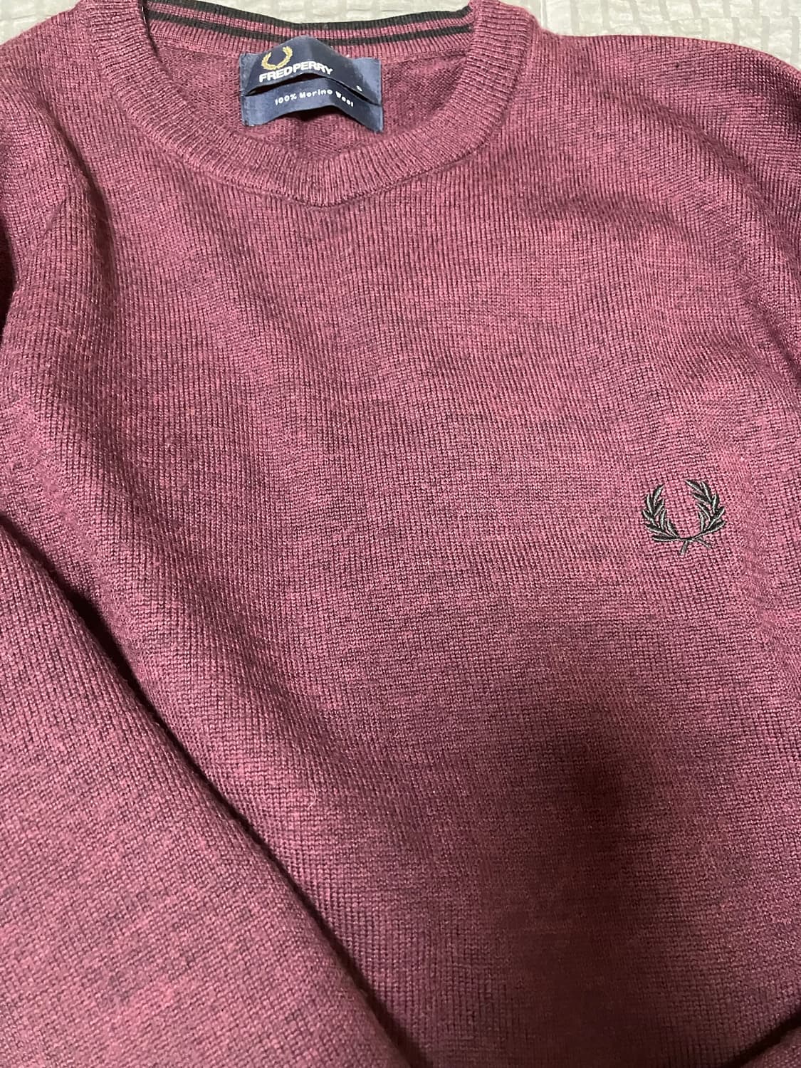 프레드페리 버건디 메리노 울 스웨터 상품이미지5