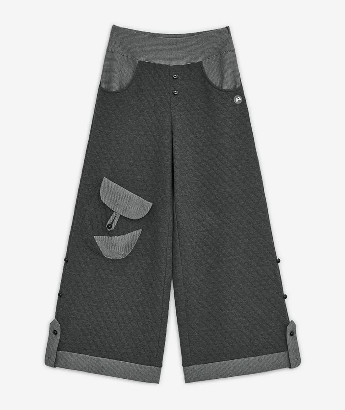 퀼팅 플랩 버튼 팬츠 그레이 상품이미지1