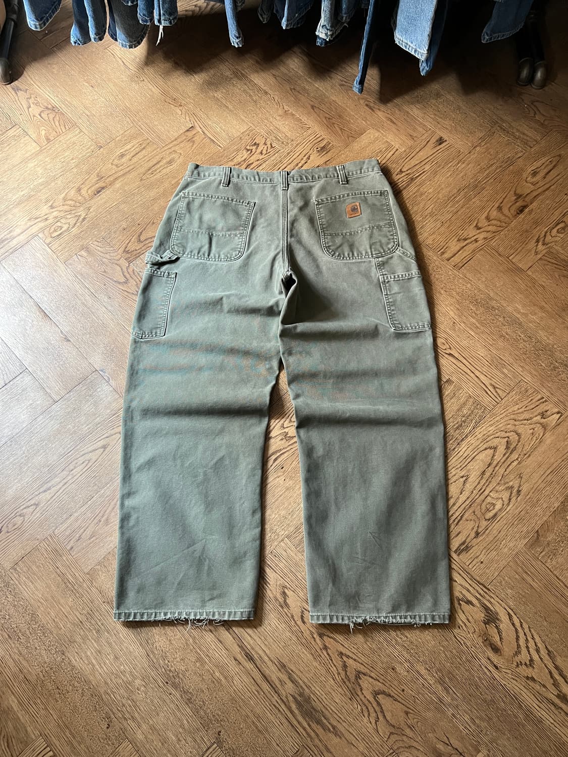 [36]칼하트 USA 빈티지 데미지드 모스그린 싱글니 카펜터 워크 팬츠 상품이미지2