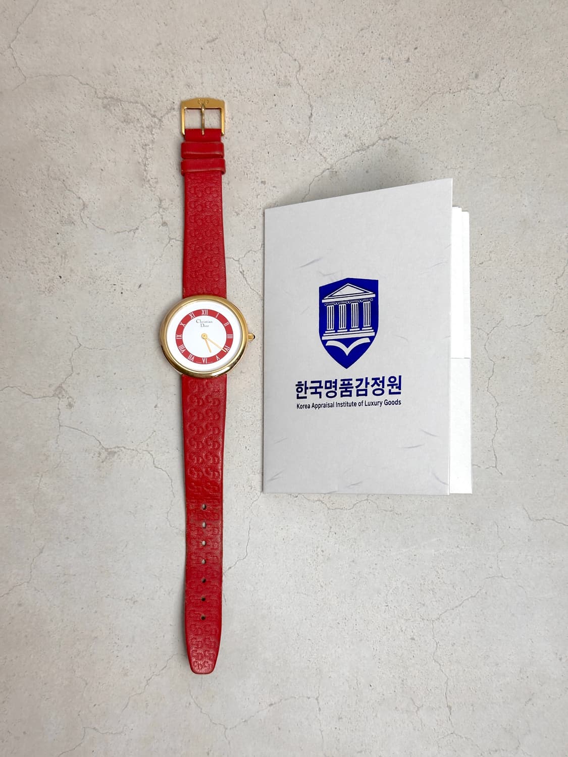 남녀공용 크리스찬 디올 빈티지 레드 레더 워치 33mm 상품이미지1