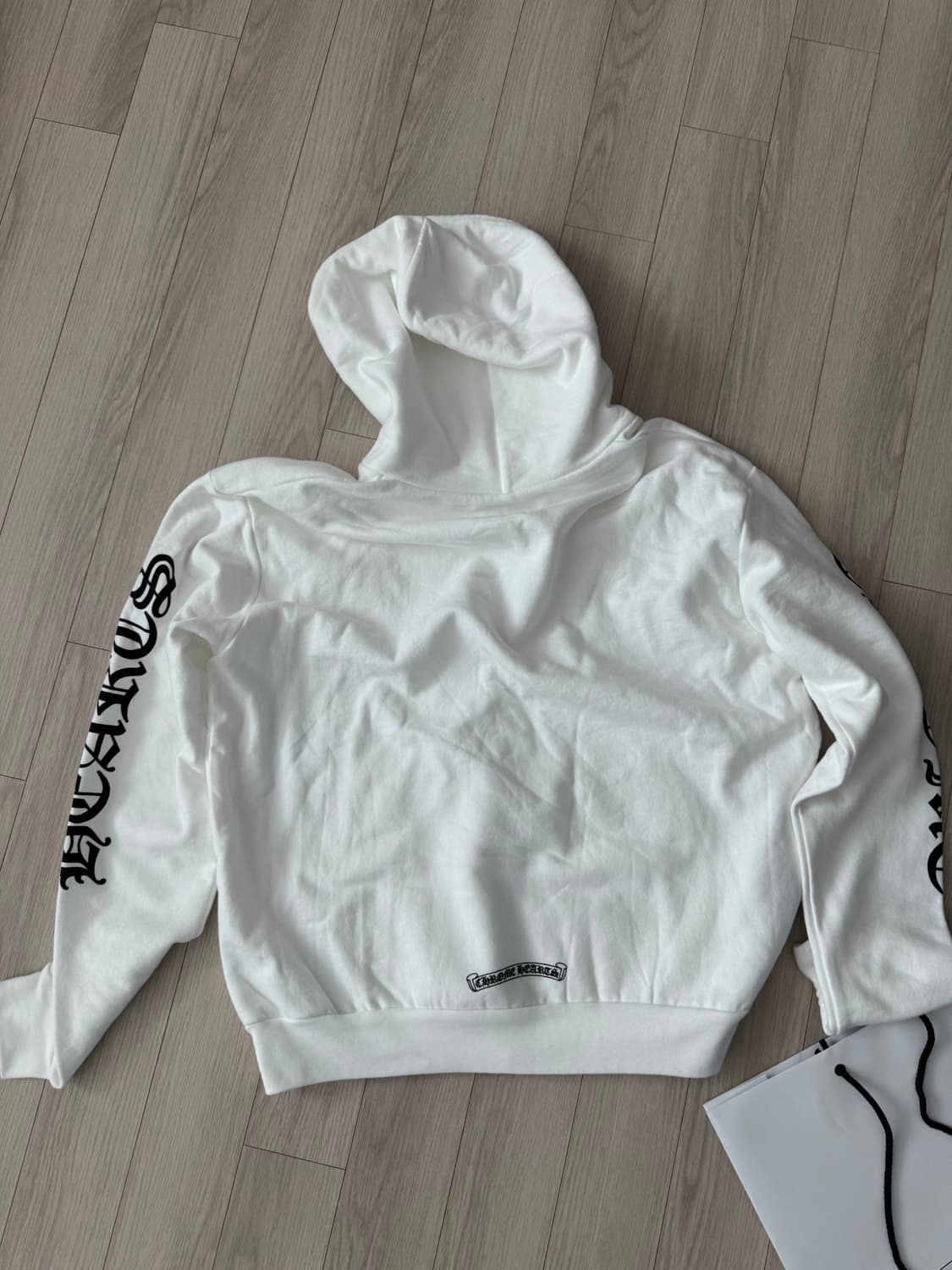 크롬하츠 버티컬로고 화이트 후드집업 상품이미지6