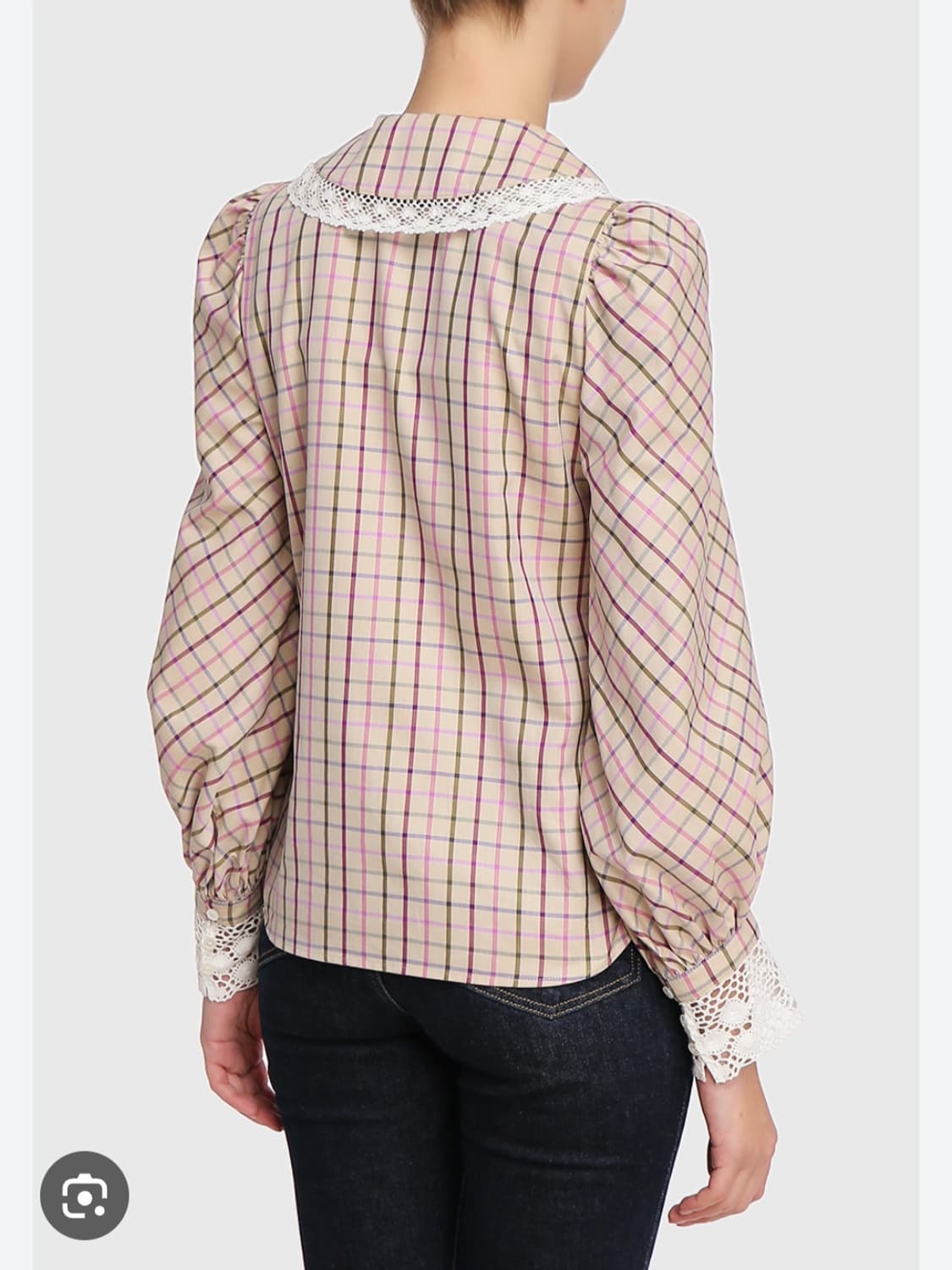 정품)막스마라 38사이즈(55~66) 막스마라 체크 레이스 블라우스 상품이미지6